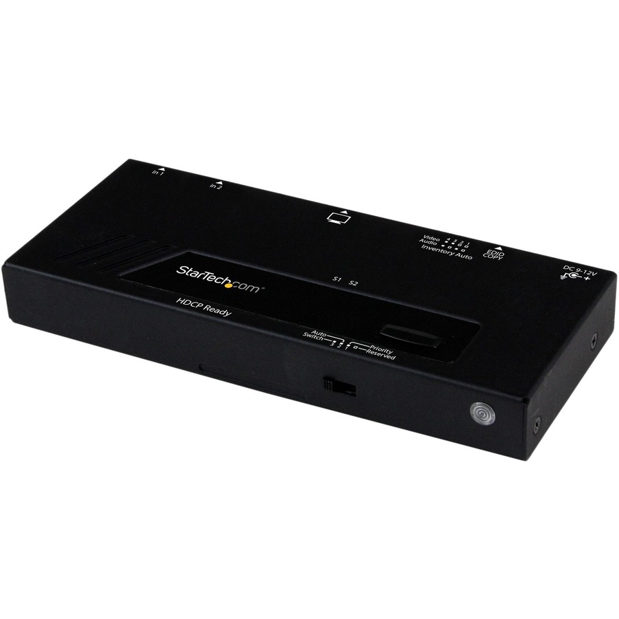 StarTech.com 2 Port HDMI Switch w/ Automatic and Priority Switching - 2 In 1 Out HDMI Selector with Automatic TAA