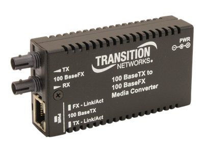 Transition Networks Stand-Alone Mini Fast Ethernet Media Converter - fiber media converter - 100Mb LAN