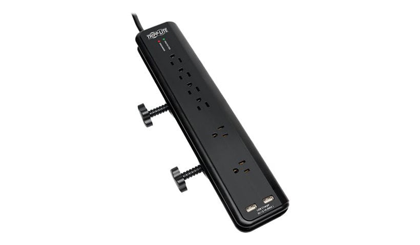 Tripp Lite Surge Protector Strip Desk Mount 120V USB 6 Outlet 6ft Cord