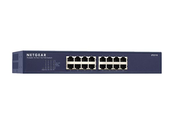 NETGEAR ProSafe 16-Port 10/100 Fast Ethernet Switch JFS516v2 - switch - 16 ports - unmanaged - desktop, rack-mountable