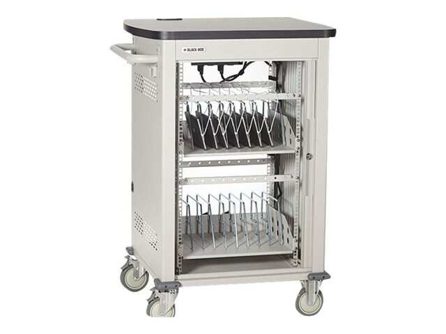 Black Box iPad, Chromebook, Tablet, and Laptop Cart 30-Device, Single Frame with Medium Slots and Sliding Door - cart