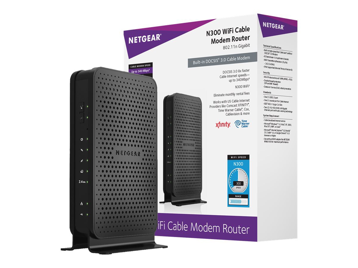 NETGEAR N300 WiFi DOCSIS 3.0 Cable Modem Router (C3000)
