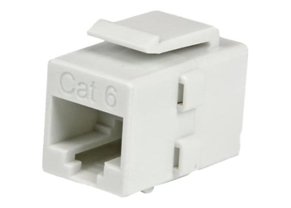 White Hubbell SFC6W Category 6 Snap-Fit Keystone Jack with Inline Coupler 