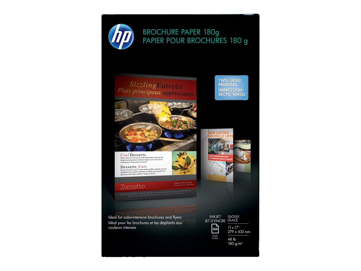 HP Inkjet Brochure Paper - brochure paper - glossy - 150 sheet(s) - Tabloid (279 x 432 mm) - 180 g/m²