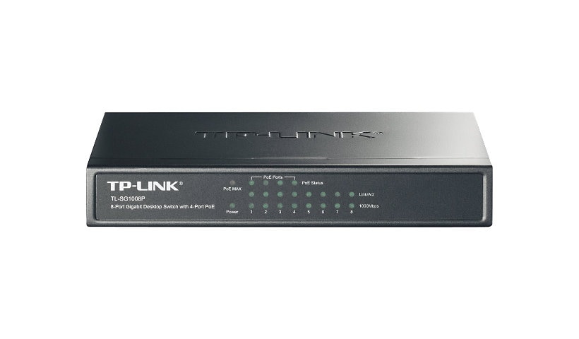 TP-Link 8 Port Gigabit Switch (TL-SG1008P) w/4 PoE+ Ports 64W Plug & Play