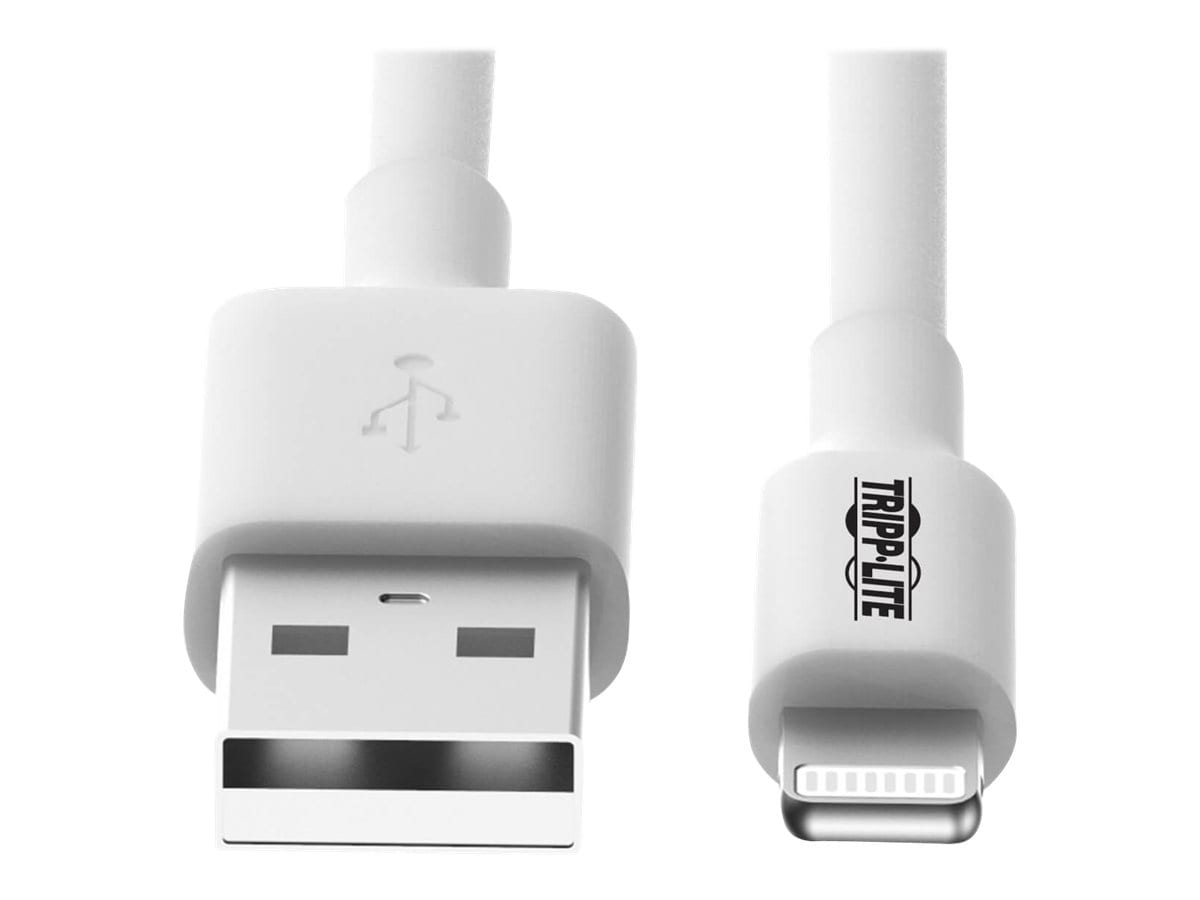 Tripp Lite 3ft Lightning USB Sync/Charge Cable for Apple Iphone / Ipad  White 3' - data / power cable - Lightning / USB - - M100-003-WH - USB  Cables 