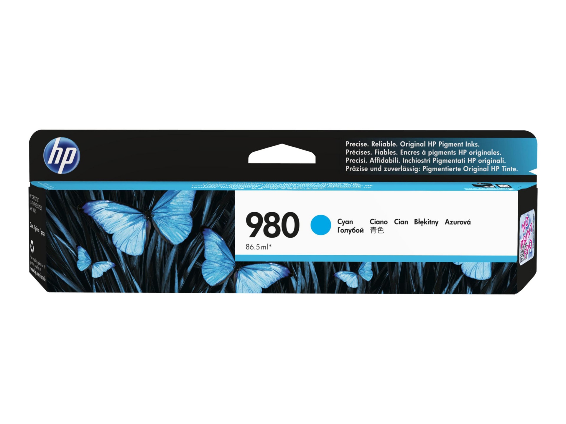 HP 980 (D8J07A) Original Inkjet Ink Cartridge - Single Pack - Cyan - 1 Each