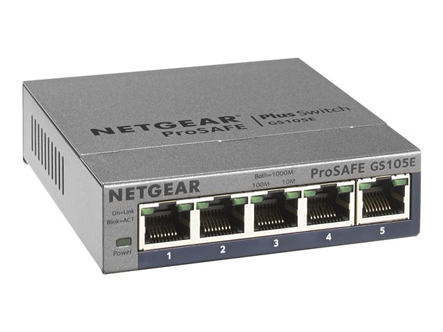 Netgear ProSafe Plus Switch, 5-Port Gigabit Ethernet - GS105E-200NAS -  Modular Switches 
