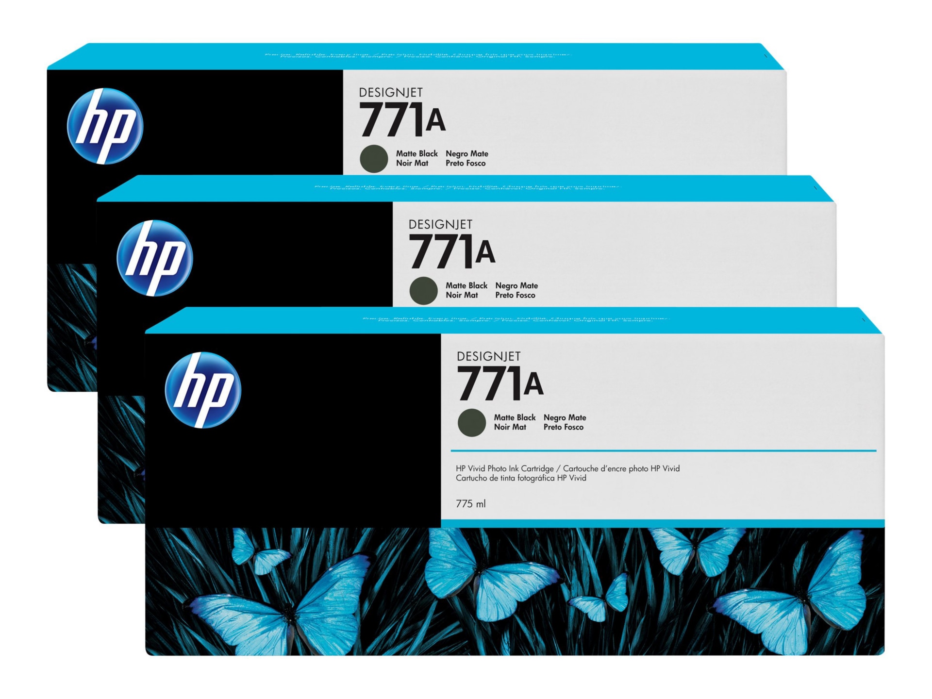 HP 771A Original Inkjet Ink Cartridge - Matte Black - 3 / Pack