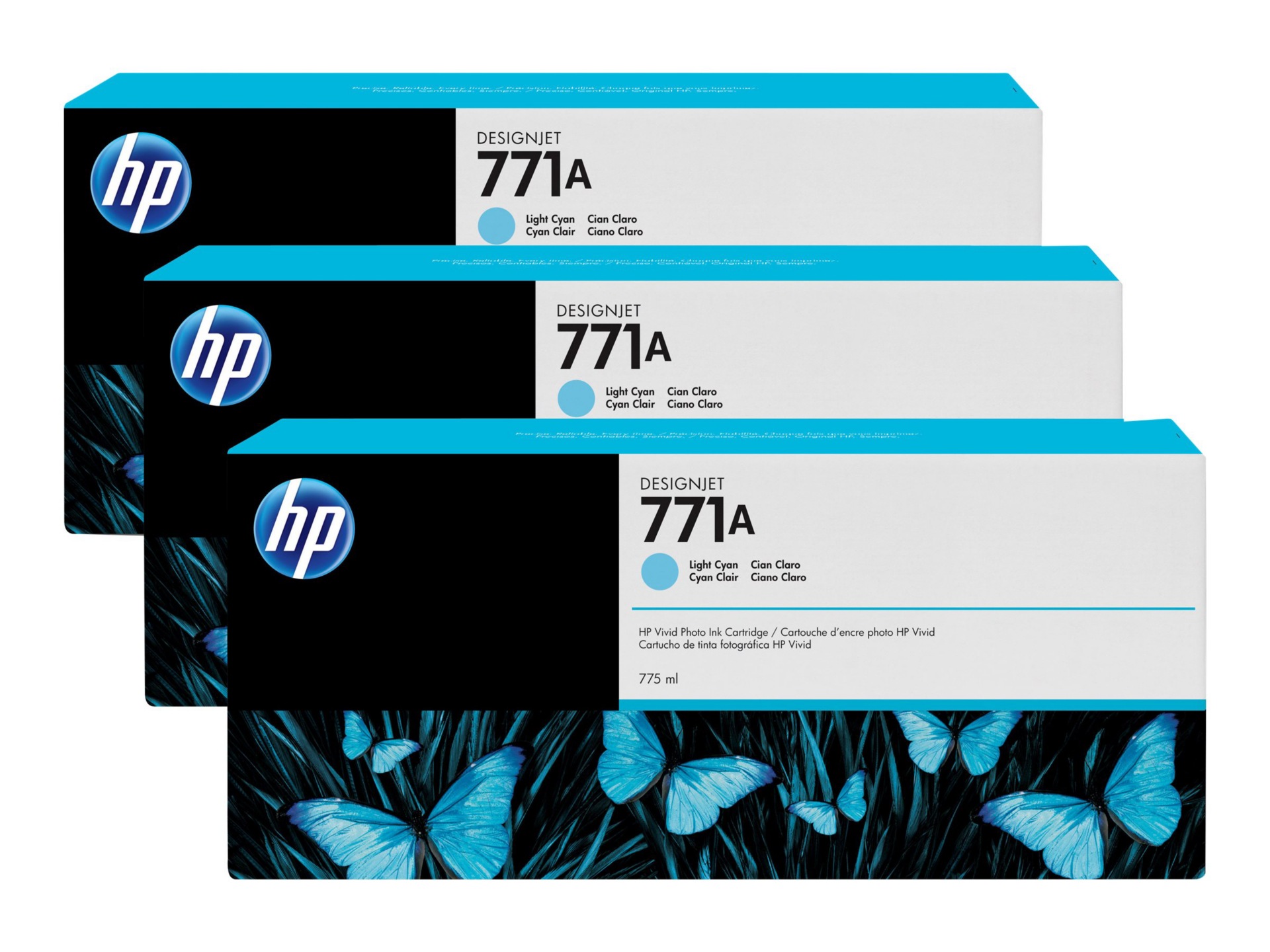 HP 771A Original Inkjet Ink Cartridge - Light Cyan - 3 / Pack