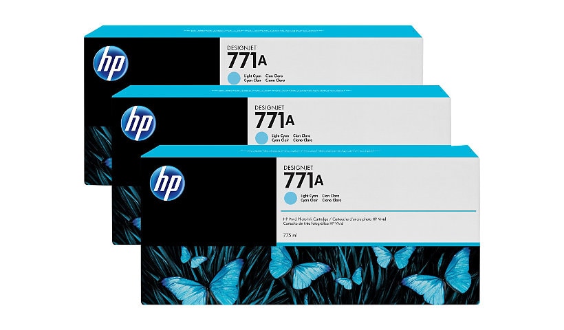 HP 771A Original Inkjet Ink Cartridge - Light Cyan - 3 / Pack