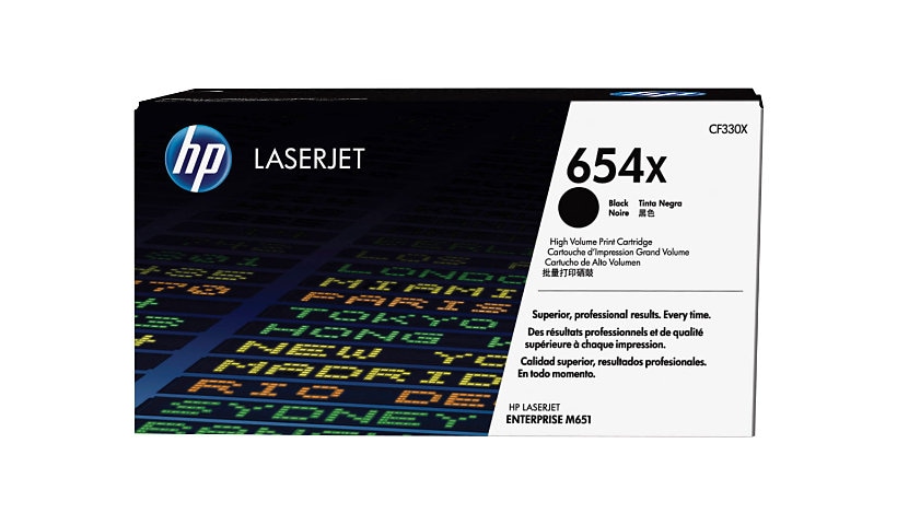 HP 654X (CF330X) Original High Yield Laser Toner Cartridge - Single Pack - Black - 1 Each