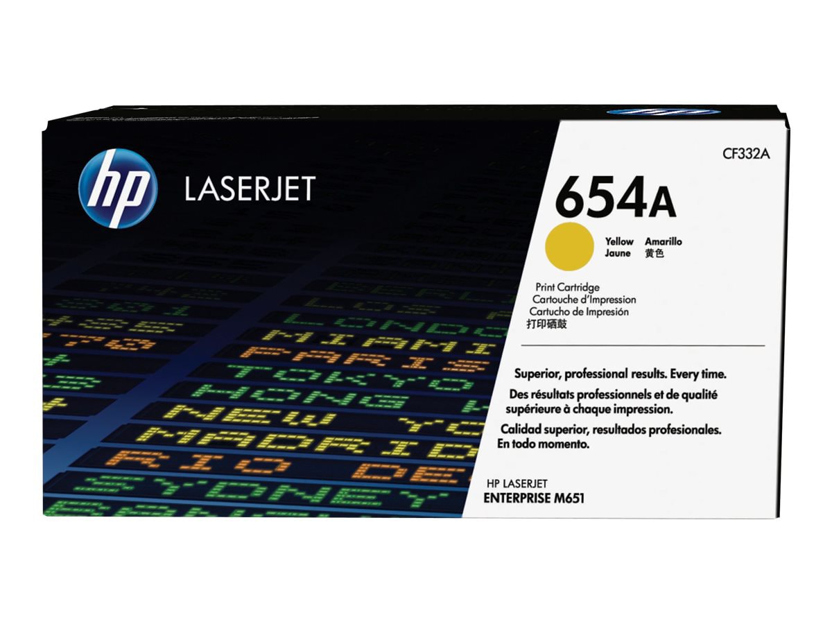 HP 654A (CF332A) Original Laser Toner Cartridge - Single Pack - Yellow - 1 Each