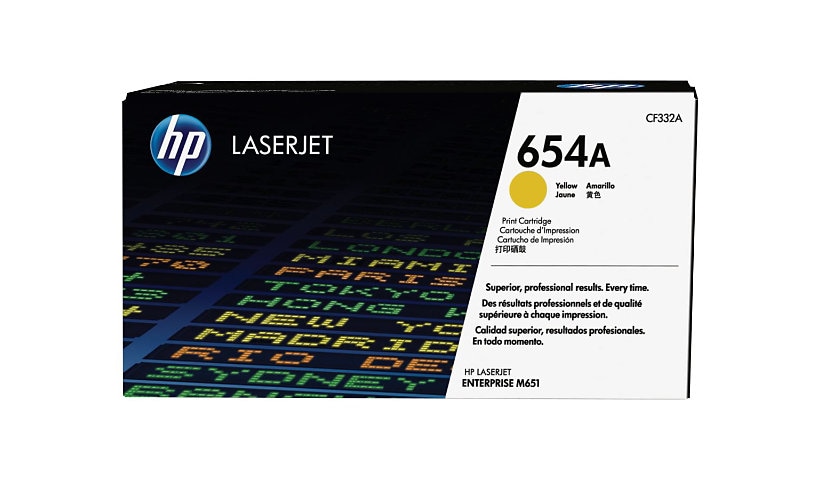 HP 654A (CF332A) Original Laser Toner Cartridge - Single Pack - Yellow - 1 Each