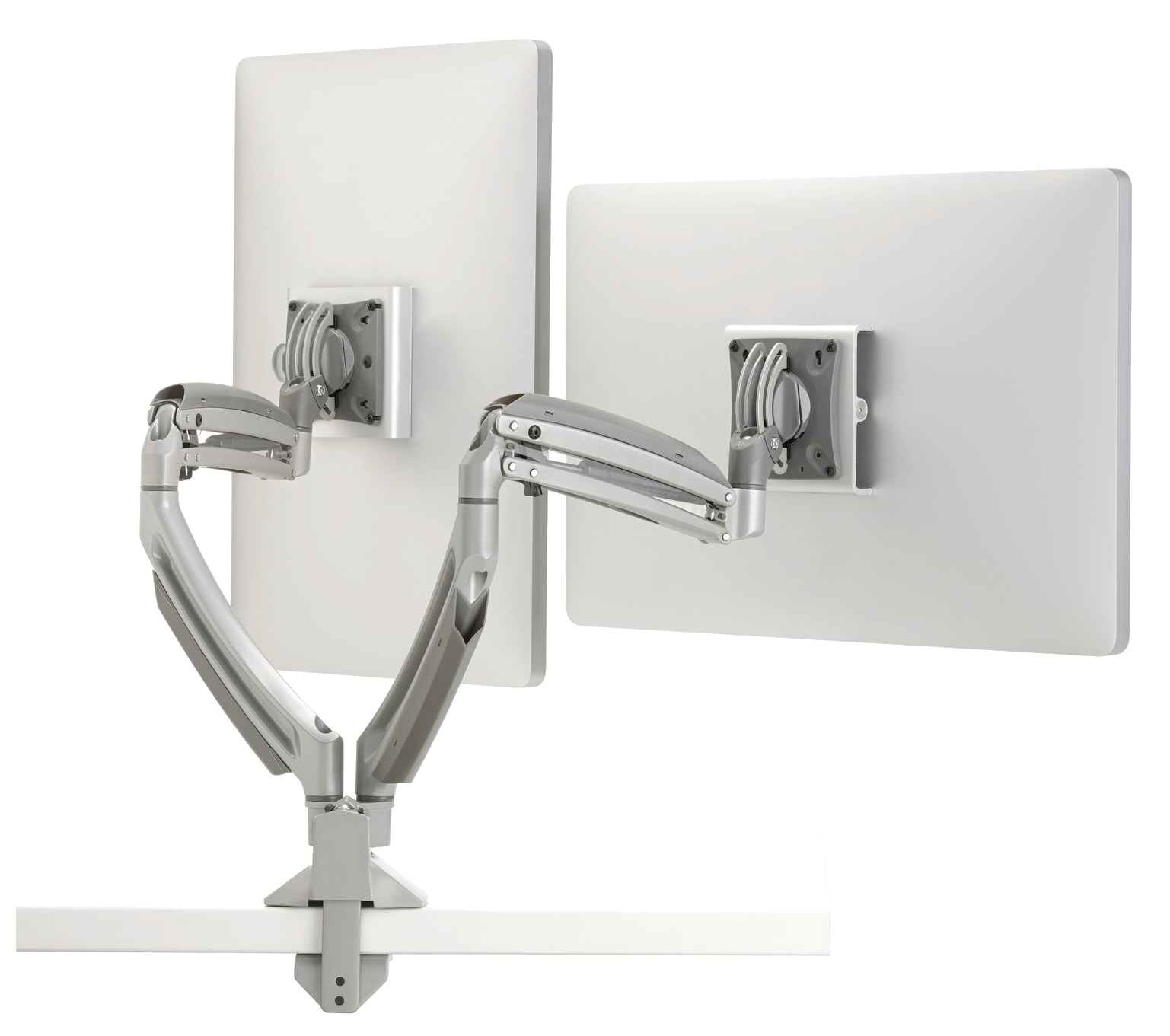 Chie Kontour Dynamic Dual Arm Desk Mount - For Display 10-38" - Silver