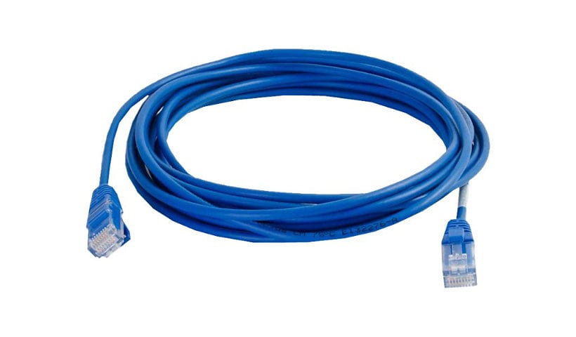 C2G 1.5" Slim Snagless Unshielded Cat 5e Network Ethernet Cable - Blue