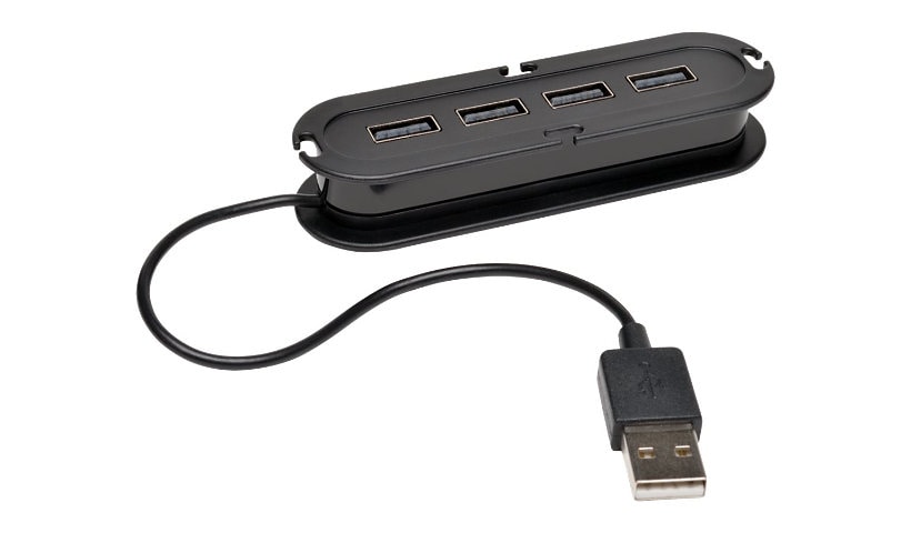 Tripp Lite 4-Port USB 2.0 Compact Mobile Hi-Speed Ultra-Mini Hub w/ Cable - hub - 4 ports