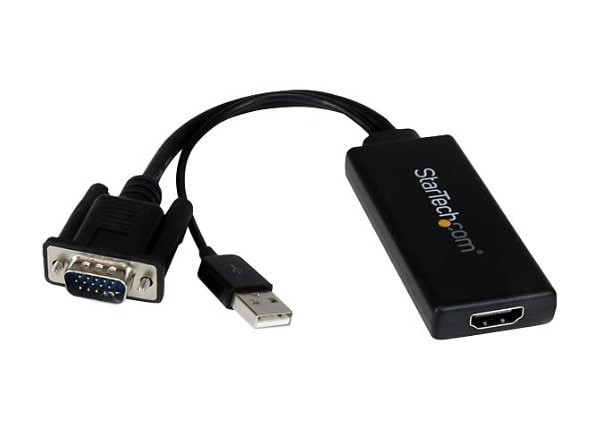 Hav Maladroit karakter StarTech.com VGA to HDMI Portable Adapter Converter w/ USB Audio & Power -  VGA2HDU - -