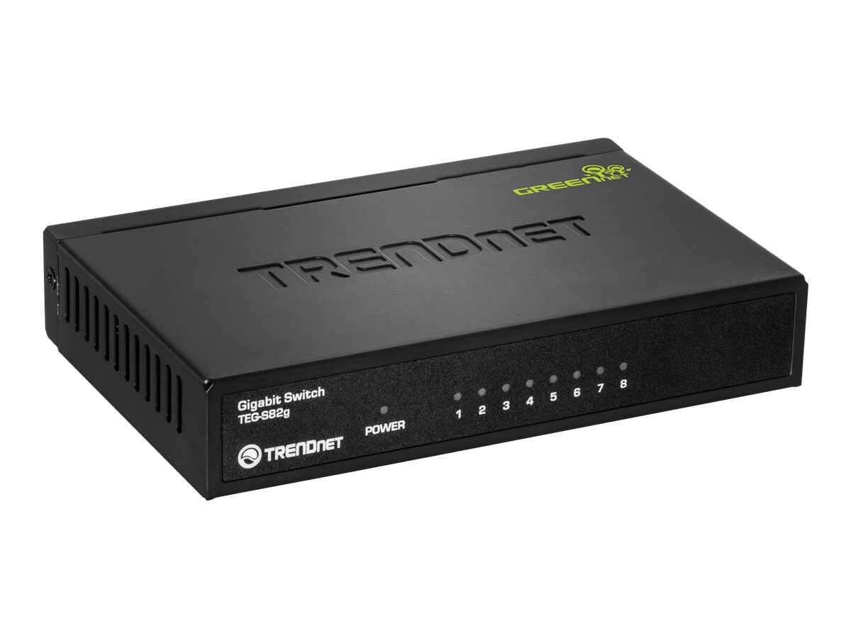 TRENDnet 8-Port Gigabit GREENnet Switch, Ethernet Network Switch, 8 x 10-100-1000 Mbps Gigabit Ethernet Ports, 16 Gbps