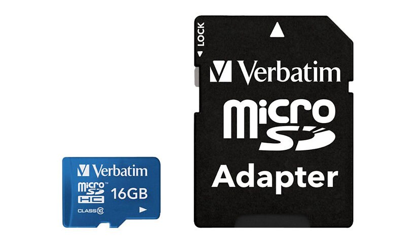 Verbatim - flash memory card - 16 GB - microSDHC UHS-I