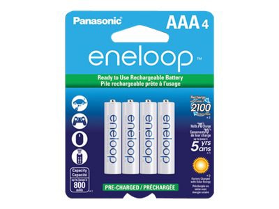 Panasonic Eneloop BK-4MCCA4BA Pre-Charged Nickel Metal Hydride AAA  Rechargeable Batteries, 4-Battery Pack