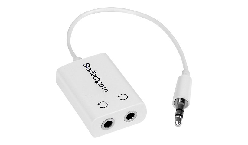 StarTech.com White Slim Mini Jack Headphone Splitter Cable 3.5 to 2x 3.5mm