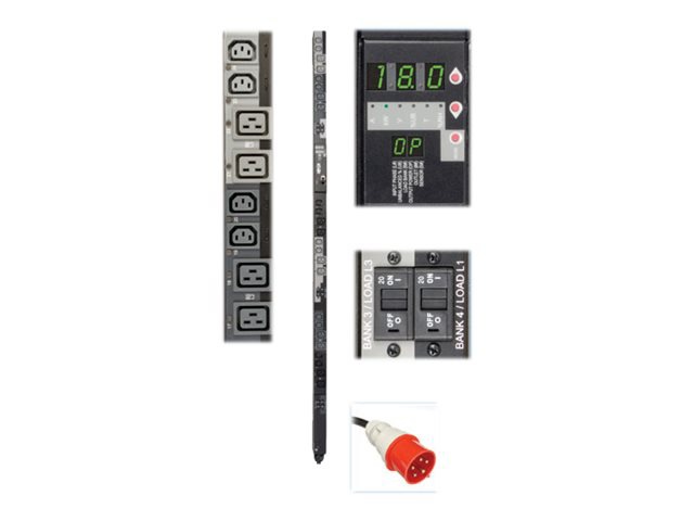 Tripp Lite PDU 3-Phase Switched 240V 18kW C13 C19 IEC309 30A Red 0URM