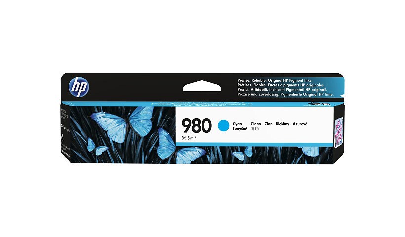 HP 980 (D8J07A) Original Inkjet Ink Cartridge - Single Pack - Cyan - 1 Each