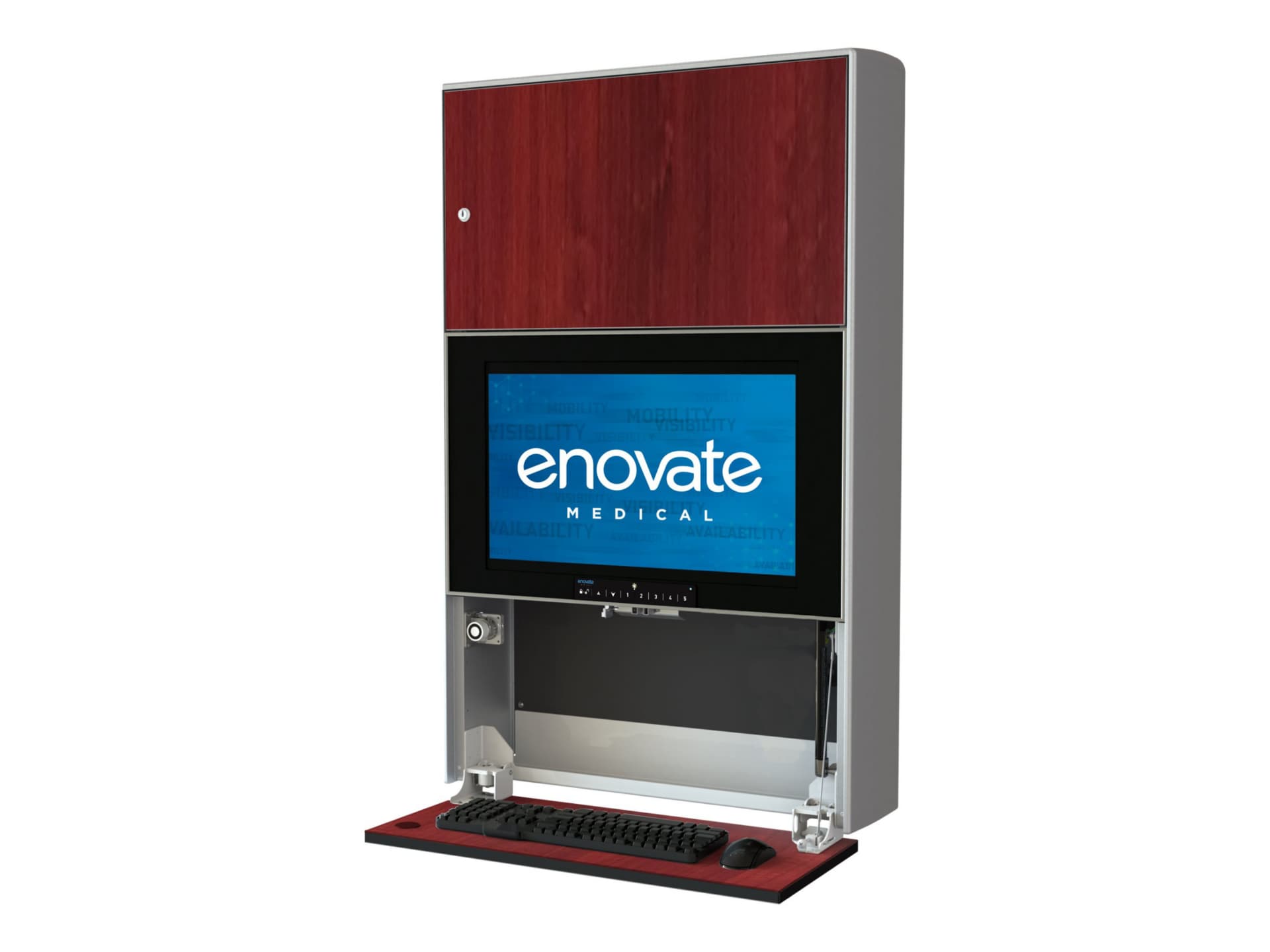Enovate Medical e750 Wallstation with eSensor & Lock cabinet unit - for LCD display / keyboard / mouse / CPU - wild