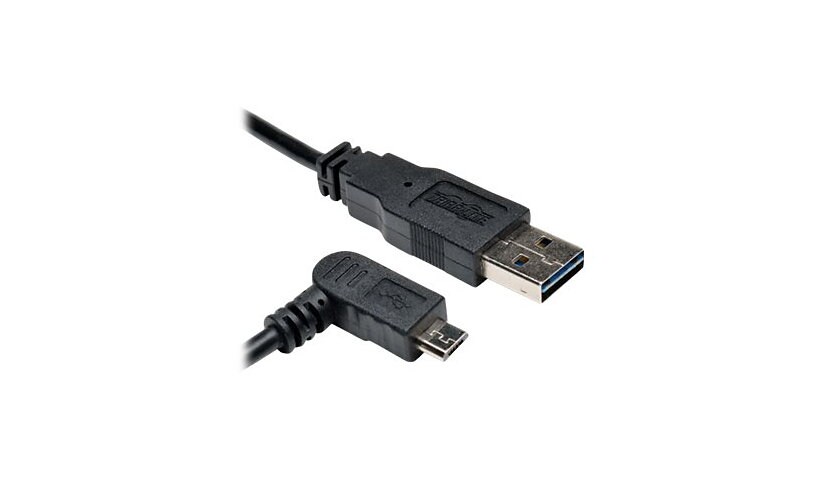 Tripp Lite 1ft USB 2.0 High Speed Cable Reversible A to Right Angle 5Pin Mi