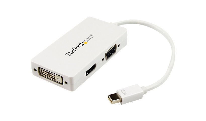 StarTech.com Travel A/V Adapter: 3-in-1 Mini DisplayPort to VGA DVI or HDMI Converter - White