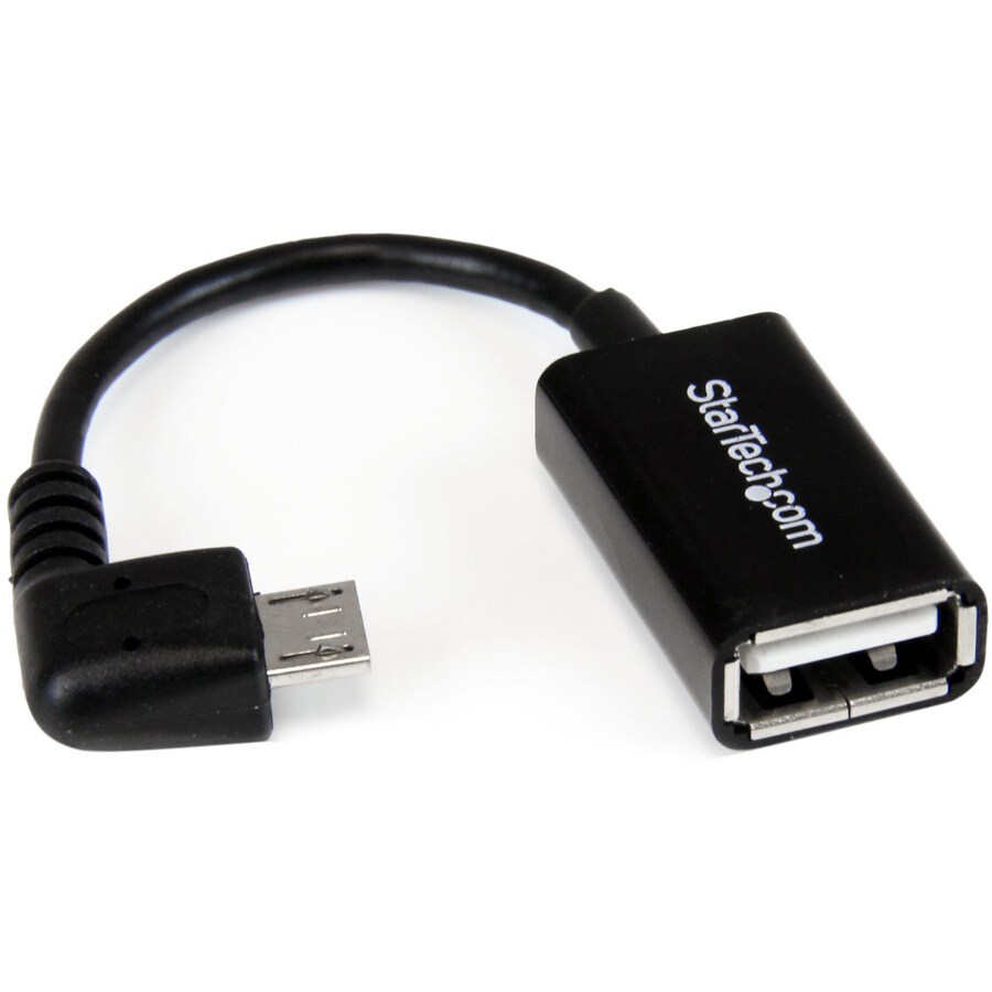 5in Right Angle Micro USB to USB OTG Host Adapter M/F