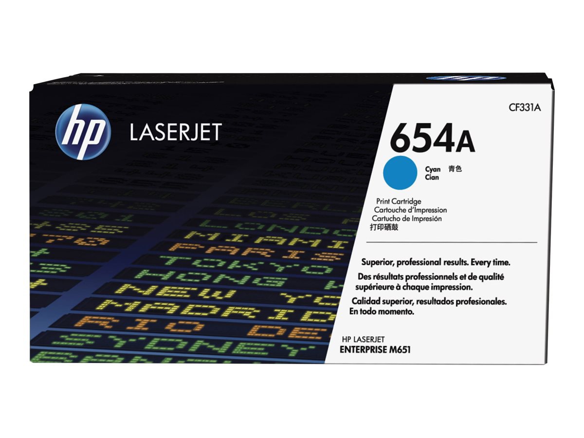 HP 654A (CF331A) Original Laser Toner Cartridge - Single Pack - Cyan - 1 Ea