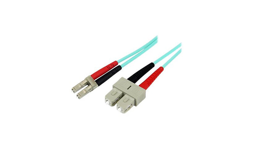 StarTech.com 1m (3ft) OM3 Multimode Fiber Optic Cable LC/UPC to SC/UPC LOMMF Fiber Patch Cord