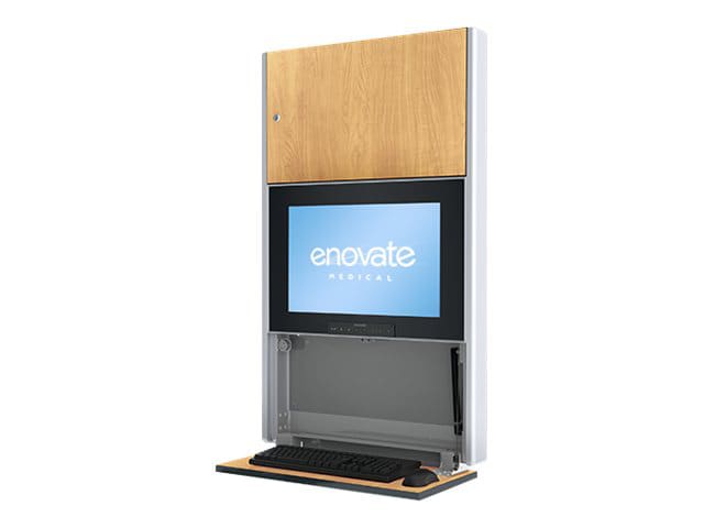 Enovate Medical e550 w/ eLift cabinet unit - for LCD display / keyboard / mouse / CPU - honey maple
