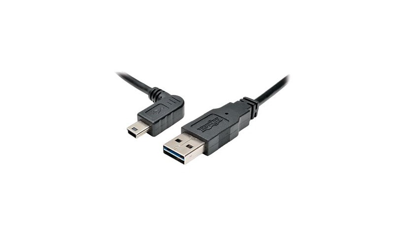 Tripp Lite 3ft USB 2.0 High Speed Cable Reversible A to Left Angle 5Pin Mini B M/M 3' - USB cable - mini-USB Type B to