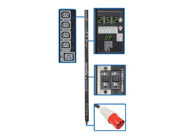 Tripp Lite PDU 3-Phase Switched 240V 25.2kW C13 C19 IEC309 60A Red 0URM