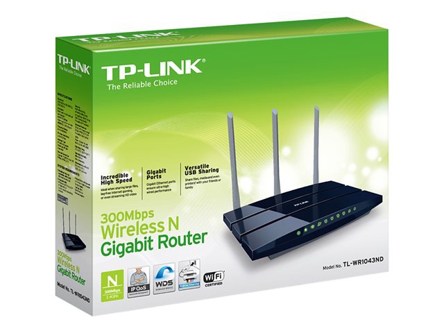 Thumbnail 5 of 5 for TP-LINK TL-WR1043ND Ultimate 300Mbps Wireless N Gigabit Router - wireless router - 802.11b/g/n (draft 2.0) - desktop