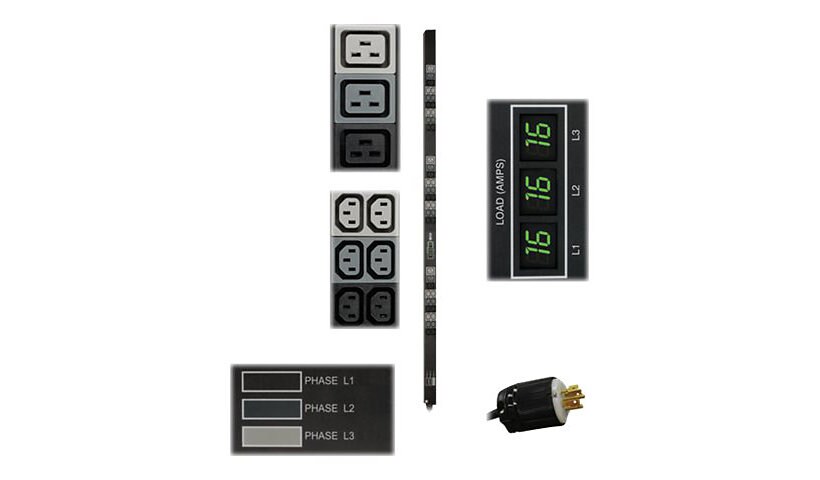 Tripp Lite PDU 3-Phase Metered 240V/230V/220V 11.5kW C13 C19 Vertical 0URM