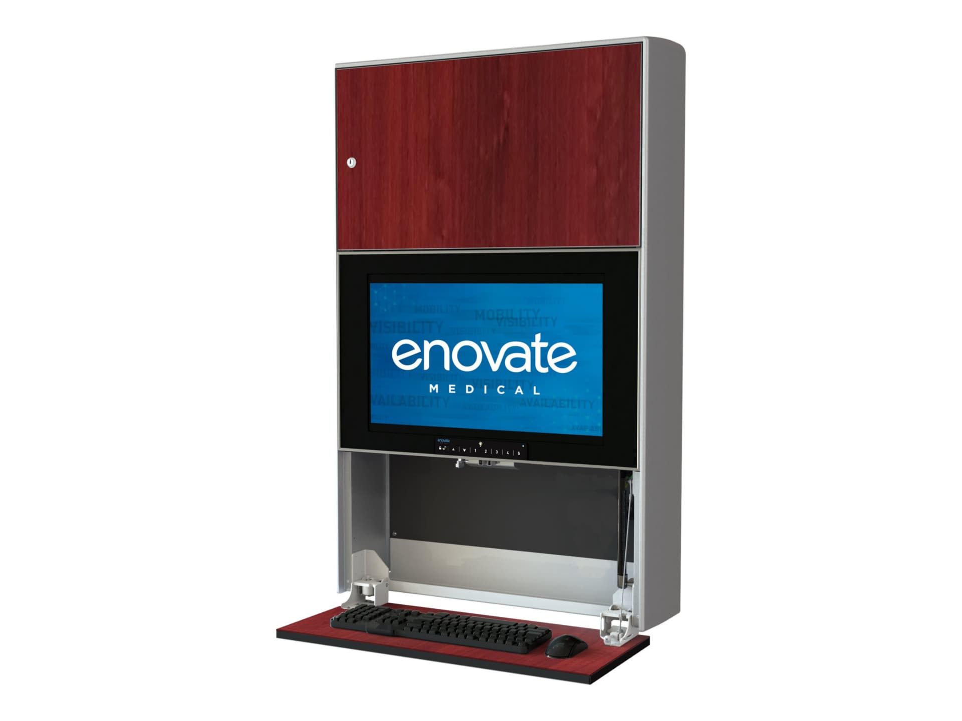 Enovate Medical e750 with Adjustable Height, eSensor & Lock cabinet unit - for LCD display / keyboard / mouse / CPU -