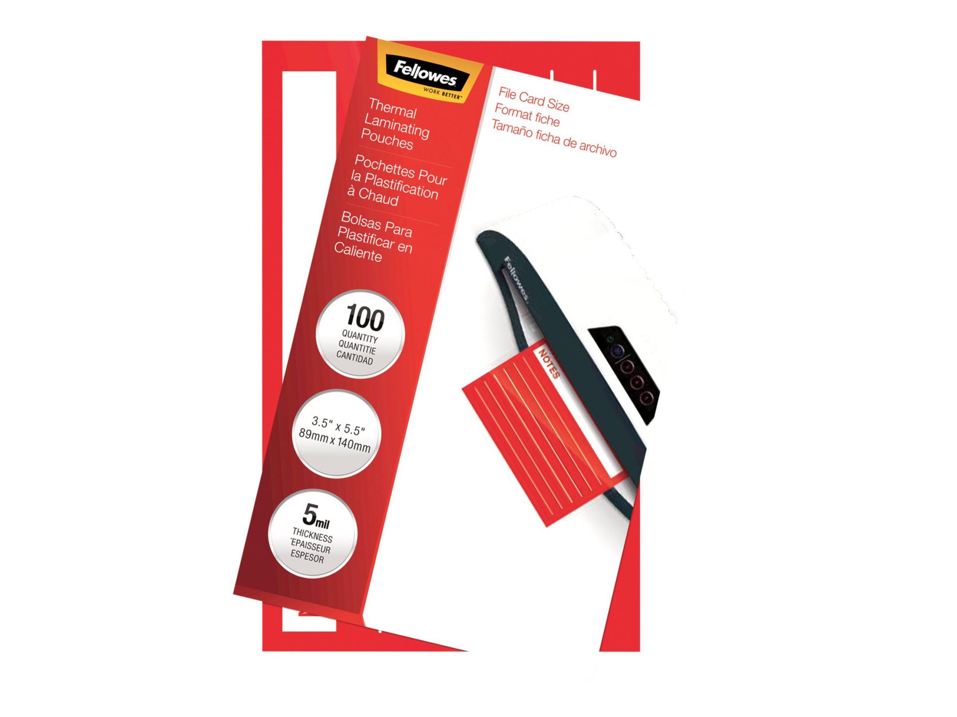 Fellowes File Card - 100-pack - clear -  - glossy laminating pouches