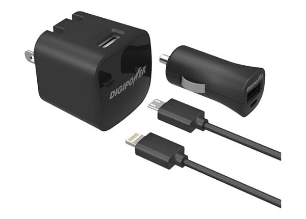Digipower USB Wall & Car Charger Kit - power adapter kit