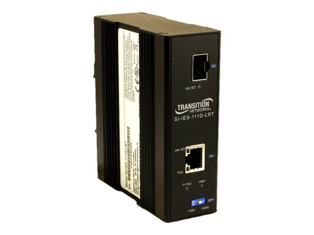 Transition Networks Hardened PoE Media Converter - fiber media converter -  10Mb LAN, 100Mb LAN, GigE - SI-IES-111D-LRT - PoE Injectors 