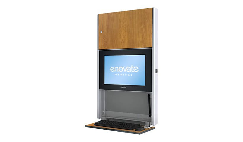 Enovate Medical e550 LITE Wallstation cabinet unit - for LCD display / keyboard / mouse / CPU - wild cherry