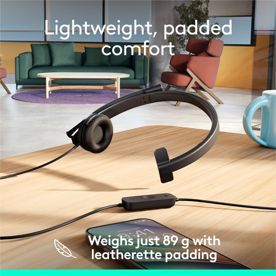 Logitech H570e Mono Wired Over-the-Ear Headset - Thumbnail 5