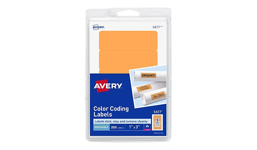 Avery Print or Write Color Coding Labels - labels - 200 label(s) - 1 in x 3