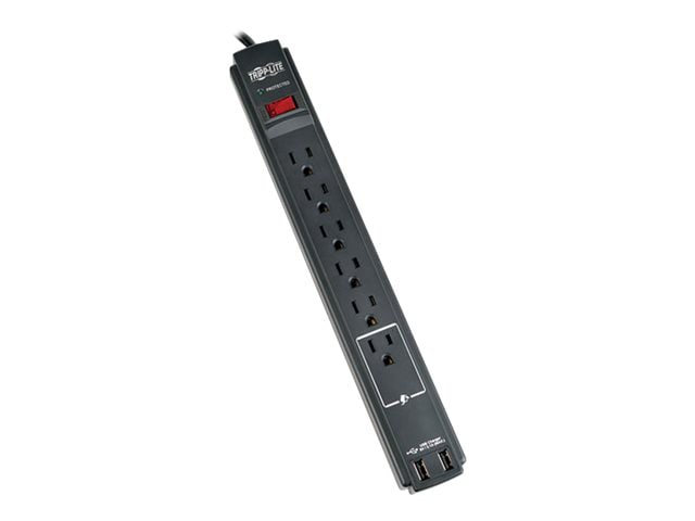 Tripp Lite Surge Protector Power Strip 120V USB 6 Outlet 6' Cord 990 Joule TAA - surge protector - 1875 Watt - TAA