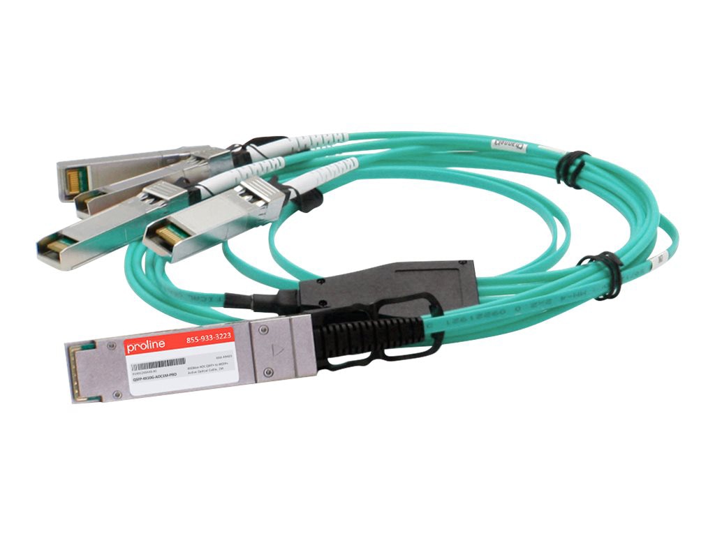 Proline Cisco® QSFP-4X10G-AOC1M Compatible TAA Compliant 40GBase-AOC QSFP+ to 4xSFP+ Active Optical Cable (850nm, MMF,