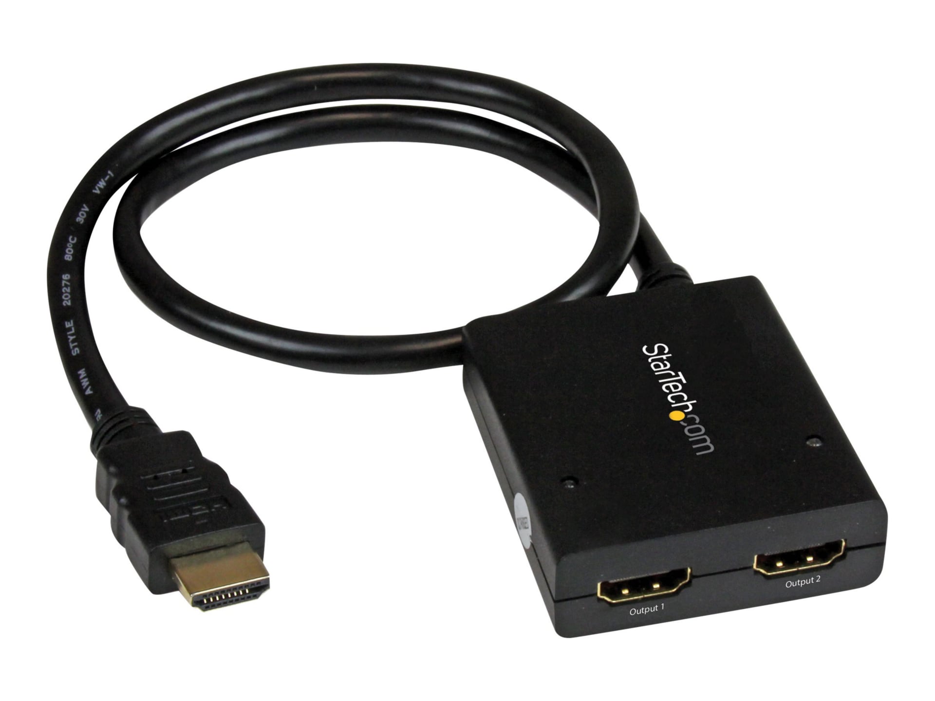 StarTech.com HDMI Splitter 1 In 2 Out - 4k 30Hz - 2 Port - Supports 3D video - Powered HDMI Splitter - HDMI Audio