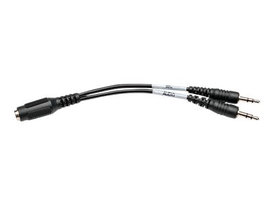 Eaton Tripp Lite Series 3.5 mm 4-Position to 3.5 mm 3-Position Audio Headset Splitter Adapter Cable (F/2xM), 6 in. (15.2